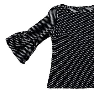 Talbots Black & White Polka Dot 3/4 Bell Sleeve Top | Women's P